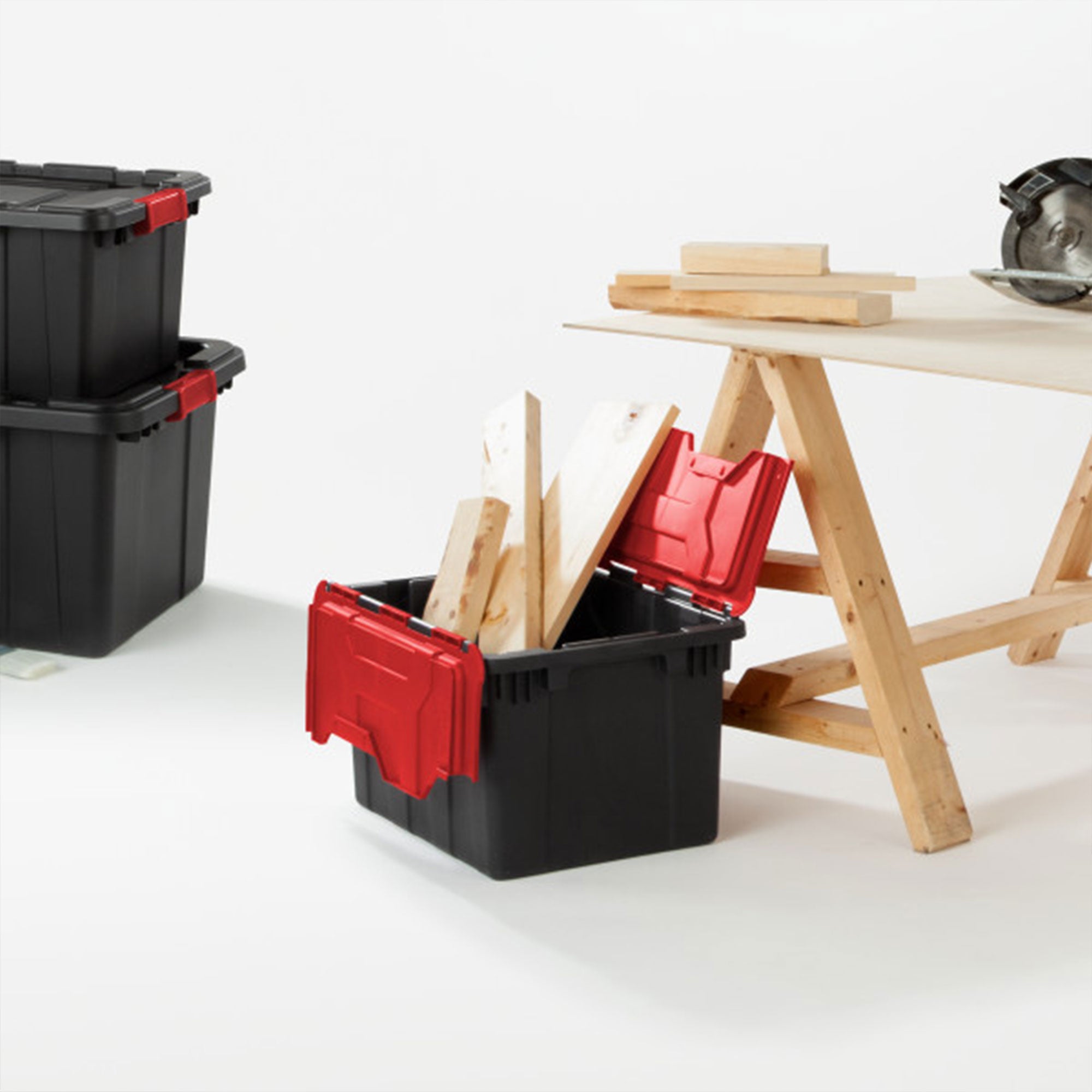 Sterilite 12 Gallon Hinged Lid Industrial Tote, Stackable Storage Bin, 18 Pack - VMInnovations