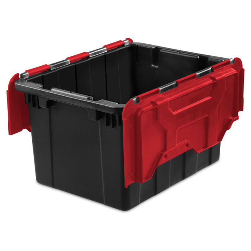 Sterilite 12 Gallon Hinged Lid Industrial Tote, Stackable Storage Bin, 6 Pack