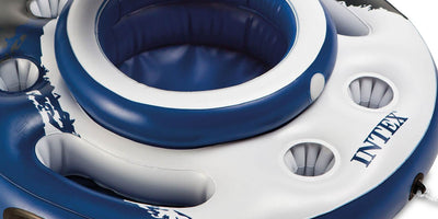 Intex River Run Inflatable Water Tube (2 Pack) and Inflatable Beverage Cooler