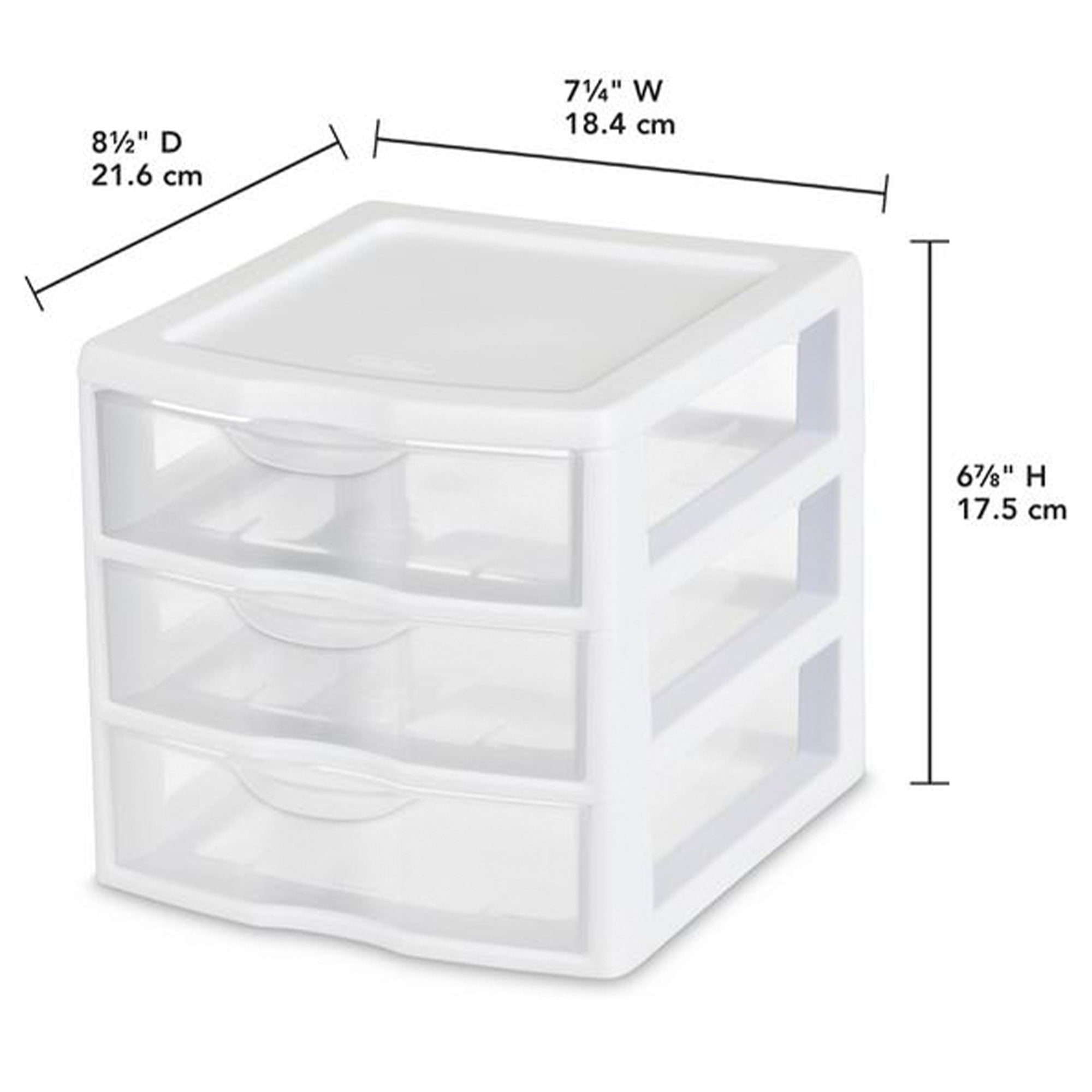 Sterilite ClearView Plastic Small 3 Drawer Desktop Storage Unit, White, 6 Pack - VMInnovations