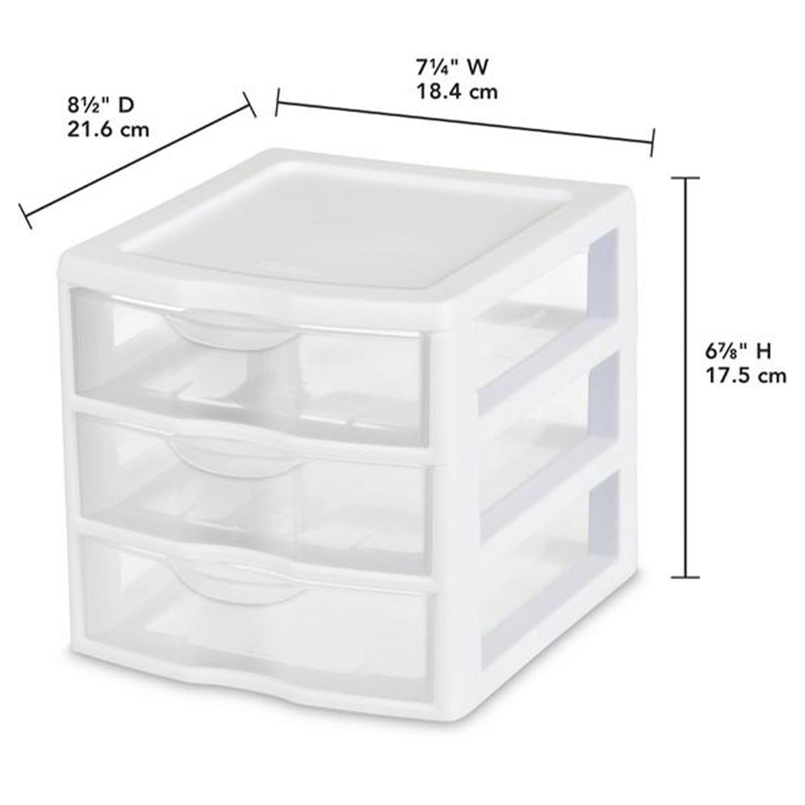 Sterilite ClearView Plastic Small 3 Drawer Desktop Storage Unit, White, 18 Pack - VMInnovations