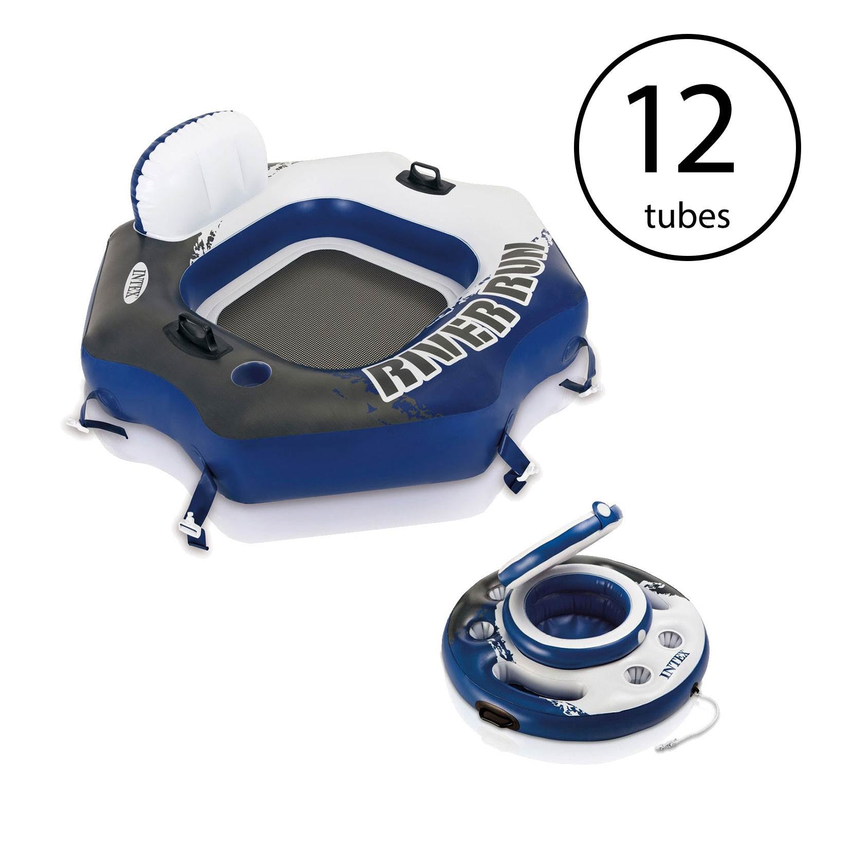 Intex River Run Inflatable Tube (12 Pack) and Intex Floating Beverage Cooler