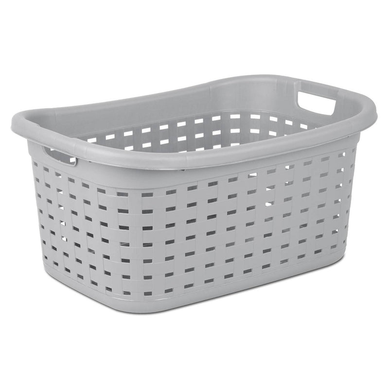 Sterilite Cement Gray Durable Weave Laundry Basket with Wicker Pattern (12 Pack)