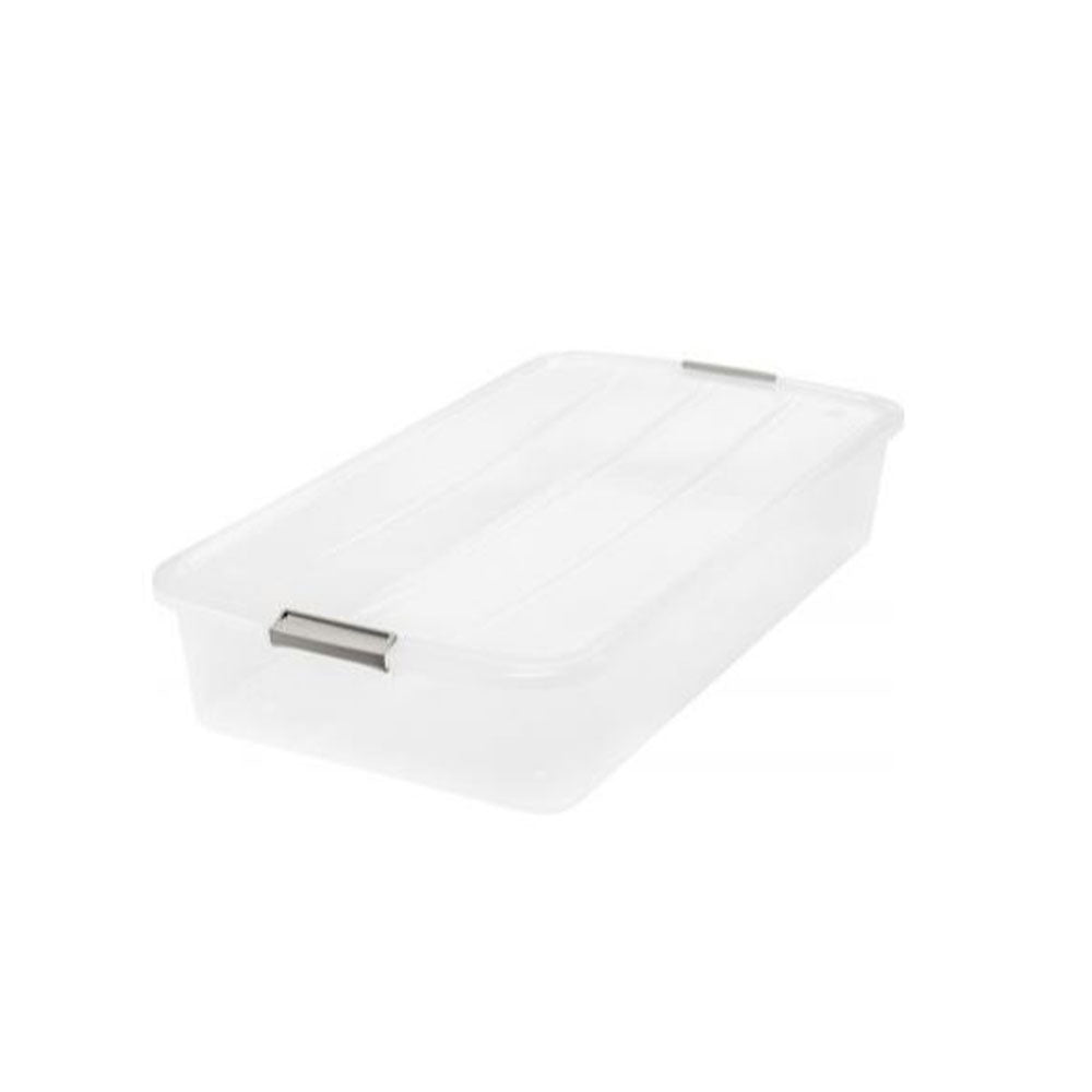 IRIS USA Underbed Buckle-Up 50 Quart Plastic Storage Container, Clear (3 Pack)