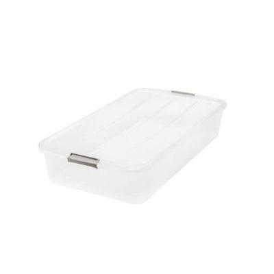 IRIS USA Underbed Buckle-Up 50 Quart Plastic Storage Container, Clear (3 Pack)