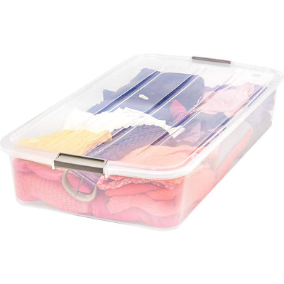 IRIS USA Underbed Buckle-Up 50 Quart Plastic Storage Container, Clear (3 Pack)