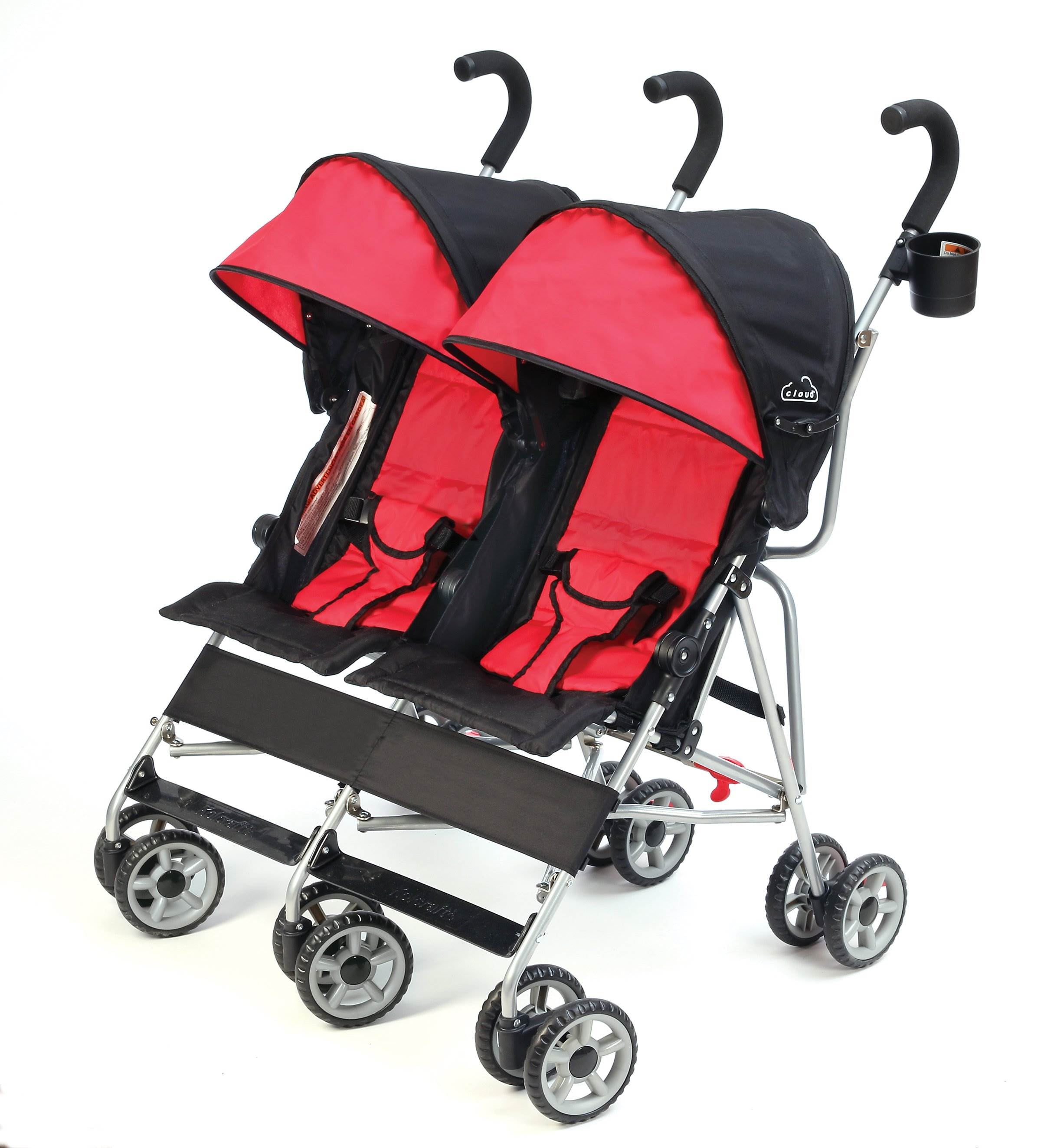 Kolcraft Cloud Lightweight Double Stroller with Recline, Scarlet (Open Box) - VMInnovations