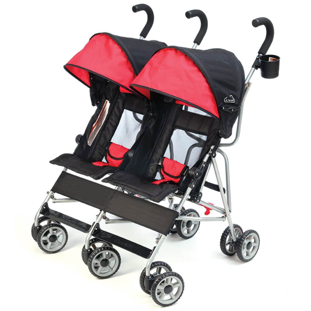 Kolcraft Cloud Lightweight Double Stroller with Recline, Scarlet (Open Box) - VMInnovations