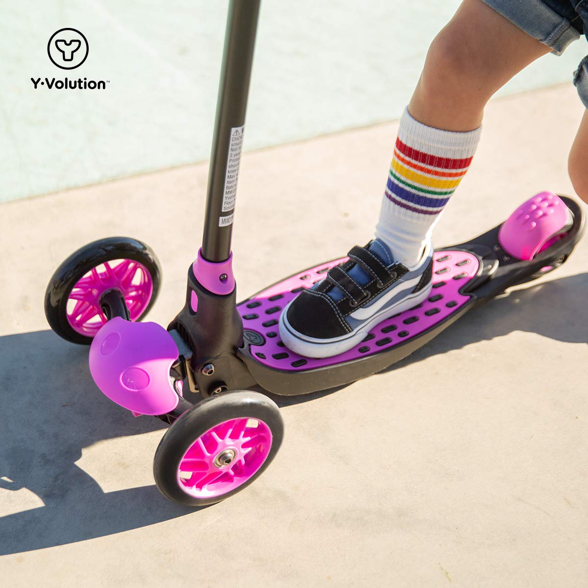 Yvolution Glider Deluxe Adjustable 3-Wheeled Scooter Youth Age 3 to 8, Pink