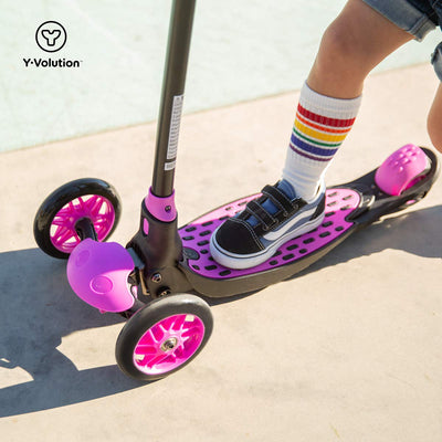 Yvolution Glider Deluxe Adjustable 3-Wheeled Scooter Youth Age 3 to 8, Pink