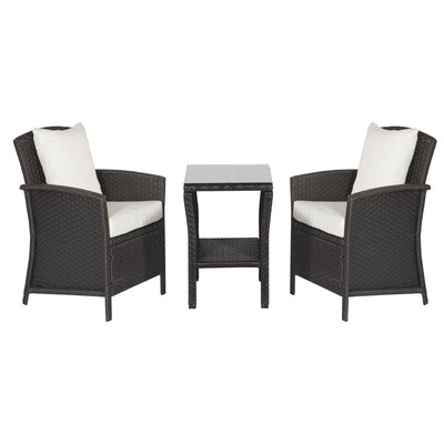 Coaster Home Furnishings Malibu 3 Piece Curved Wicker Outdoor Bistro Set, Brown
