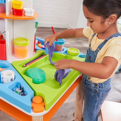 KidKraft Creation Station Kids Art Table w/ Four Stations, Two Stools (Open Box)