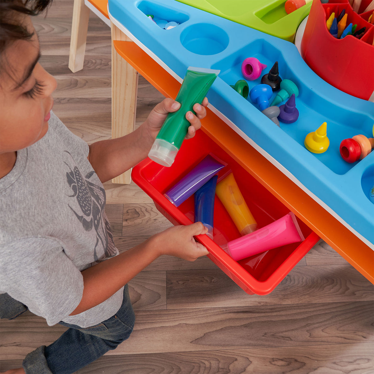 KidKraft Creation Station Kids Art Table w/ Four Stations, Two Stools (Open Box)