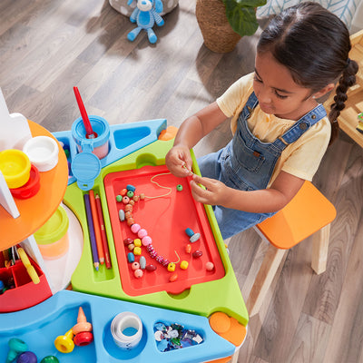 KidKraft Creation Station Kids Art Table w/ Four Stations, Two Stools (Open Box)