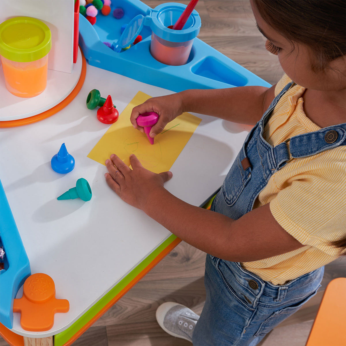 KidKraft Creation Station Kids Art Table w/ Four Stations, Two Stools (Open Box)