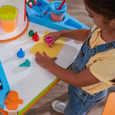 KidKraft Creation Station Kids Art Table w/ Four Stations, Two Stools (Open Box)