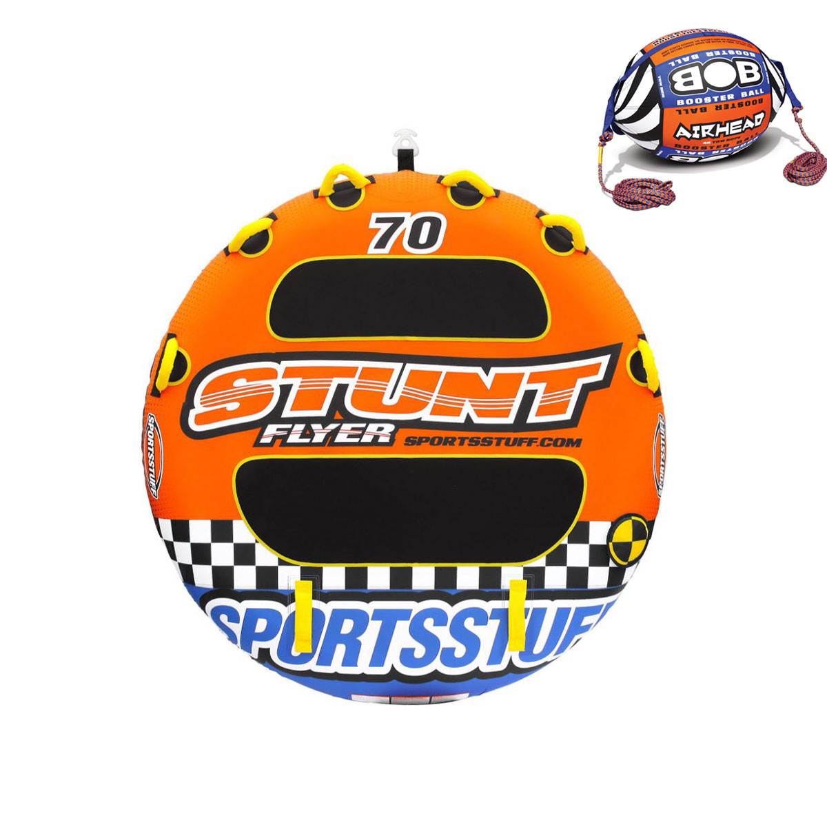 Sportsstuff Stunt Flyer 2 Person Inflatable Towable Tube and Buoy Booster Ball