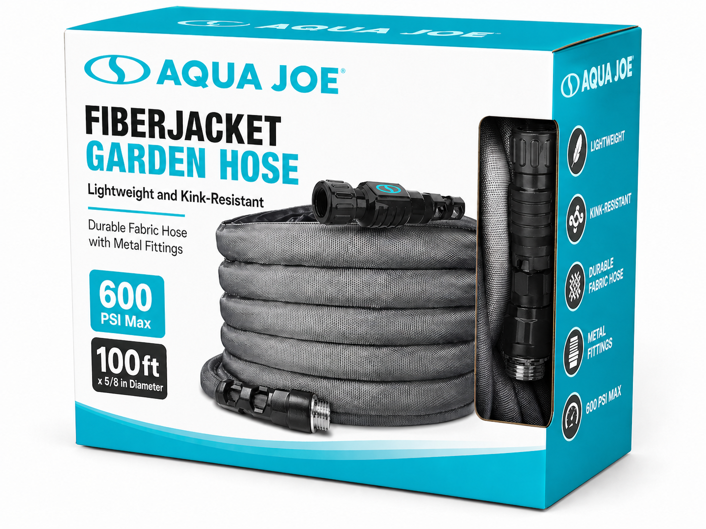 Aqua Joe FiberJacket Garden Hose, Kink-Resistant, 100' x 5/8" Diameter - VMInnovations