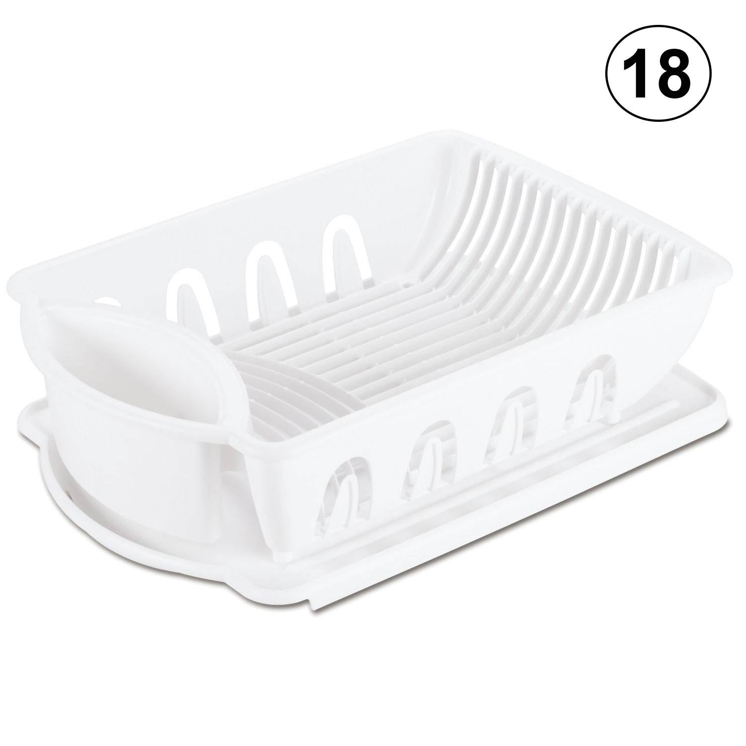 Sterilite Large 2-Piece Plastic Sink and Drain Board, White | 06418006 (18 Pack)