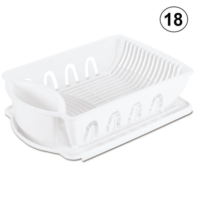Sterilite Large 2-Piece Plastic Sink and Drain Board, White | 06418006 (18 Pack)