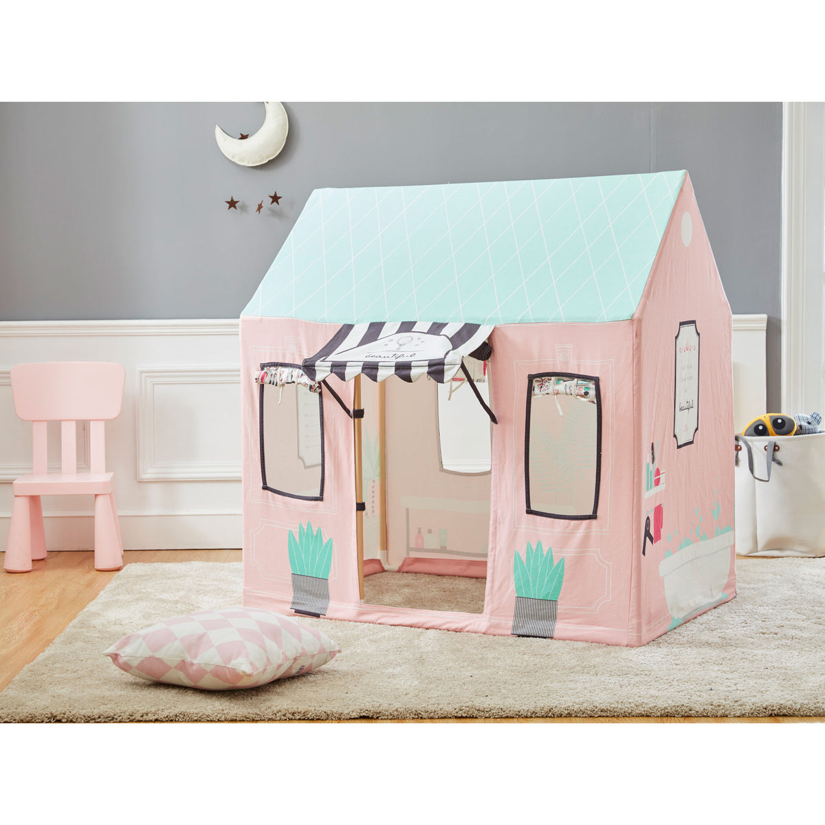 Wonder&Wise Indoor 32x44x45 Inch Childrens Beauty Salon Pretend Play House Tent