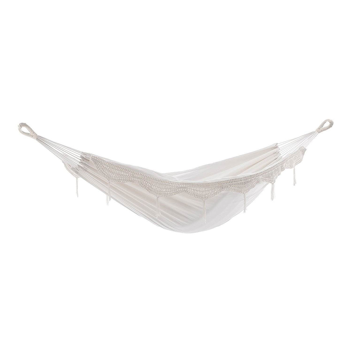 Vivere Brazilian Style Durable Cotton Double Outdoor Hammock, White (Open Box)