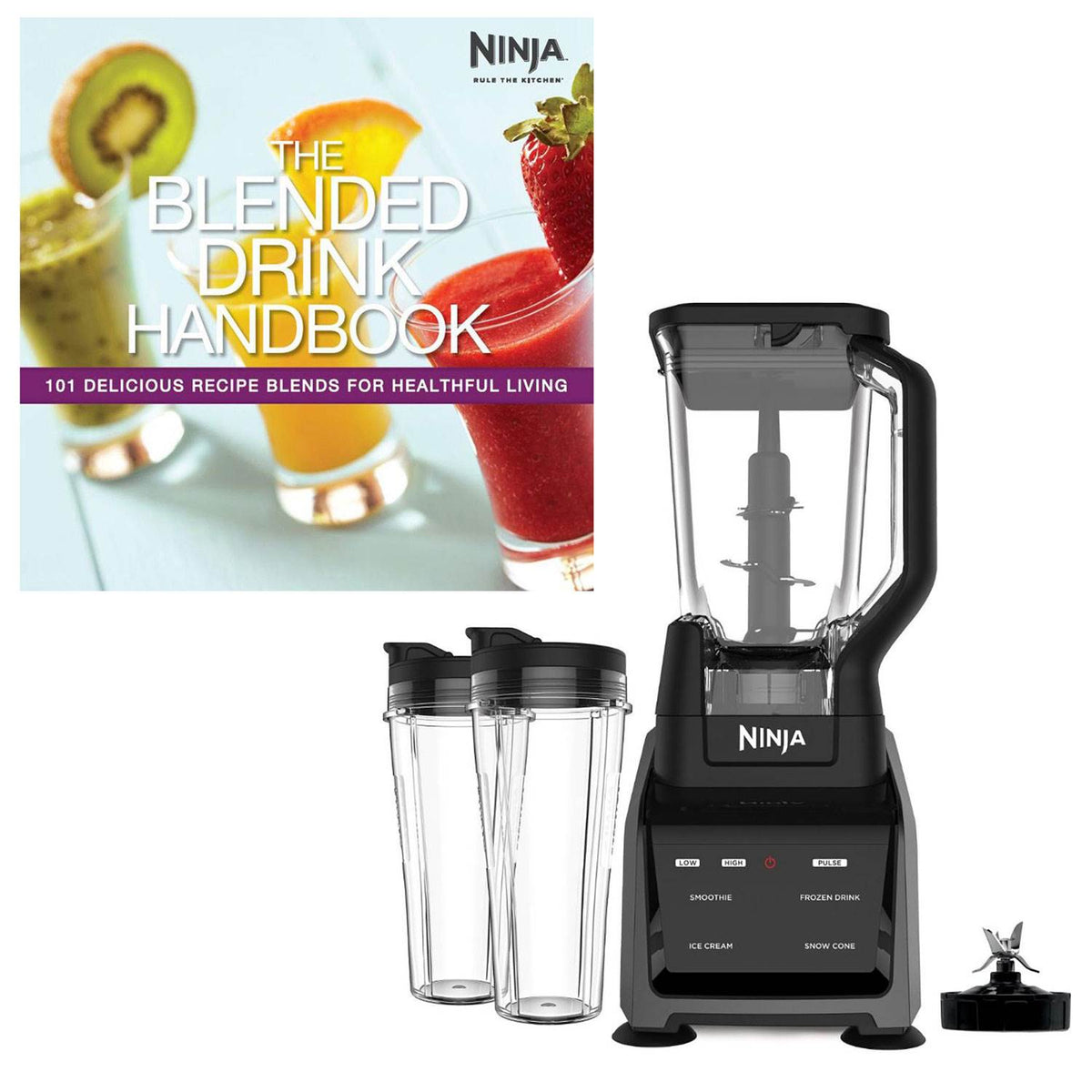 Ninja Intelli Sense Blender Duo + Ninja Blended Drink Handbook with 101 Recipes