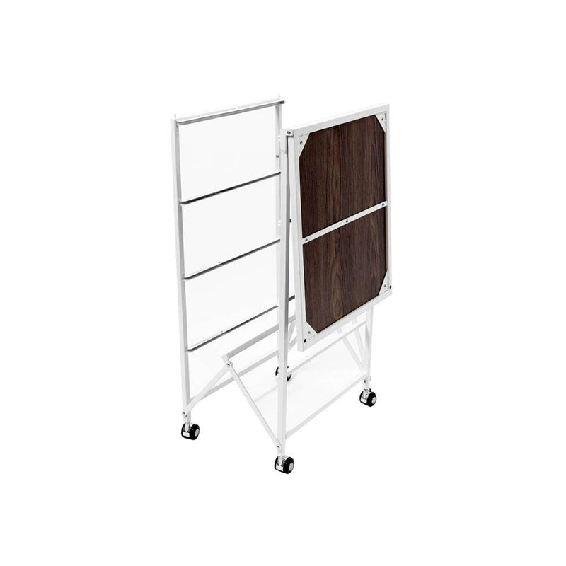 Origami Folding Wheeled Portable Home 4 Pull Out Drawer Storage Cart, White