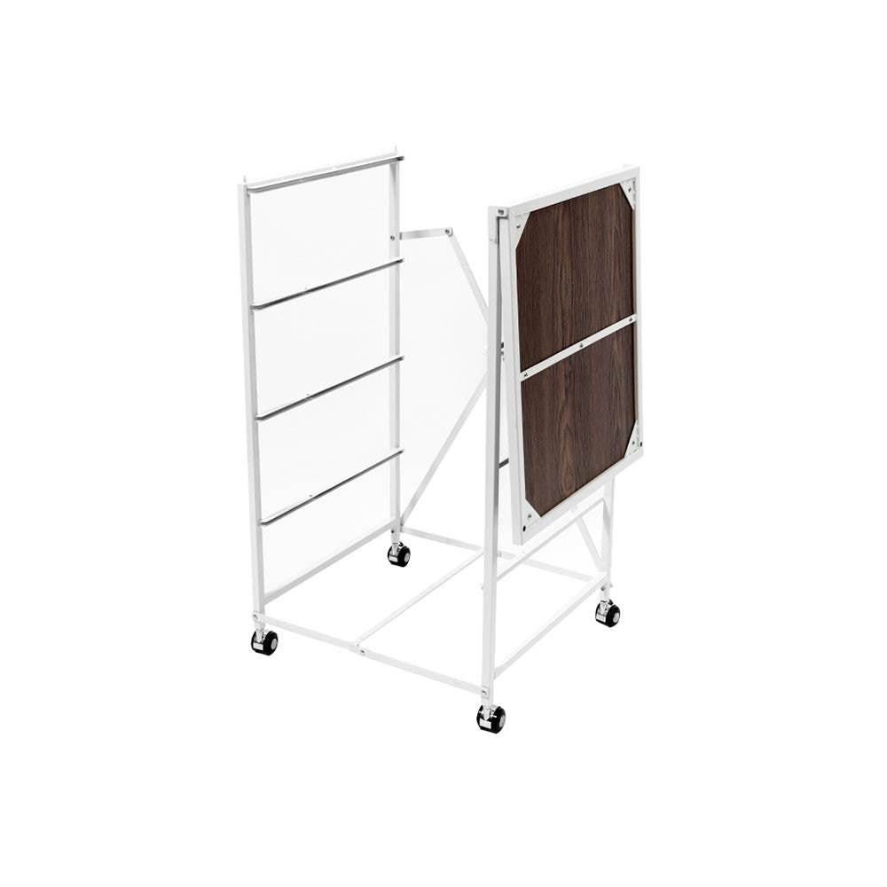 Origami Folding Wheeled Portable Home 4 Pull Out Drawer Storage Cart, White - VMInnovations