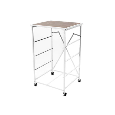 Origami Folding Wheeled Portable Home 4 Pull Out Drawer Storage Cart, White