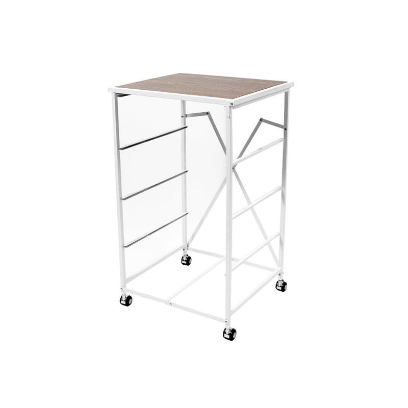 Origami Folding Wheeled Portable Home 4 Pull Out Drawer Storage Cart, White