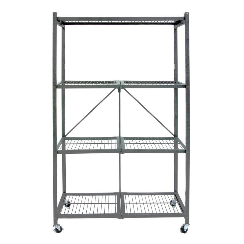 Origami 4 Tier Heavy Duty Multi Purpose Storage Rack w/ Wheels, Gray (For Parts)