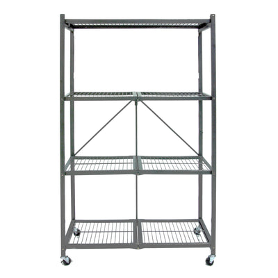 Origami 4 Tier Multipurpose Folding Storage Rack with Wheels, 3 Pack, Gray