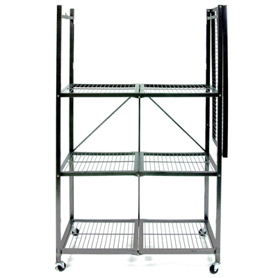 Origami 4 Tier Heavy Duty Multi Purpose Storage Rack w/ Wheels, Gray (For Parts)