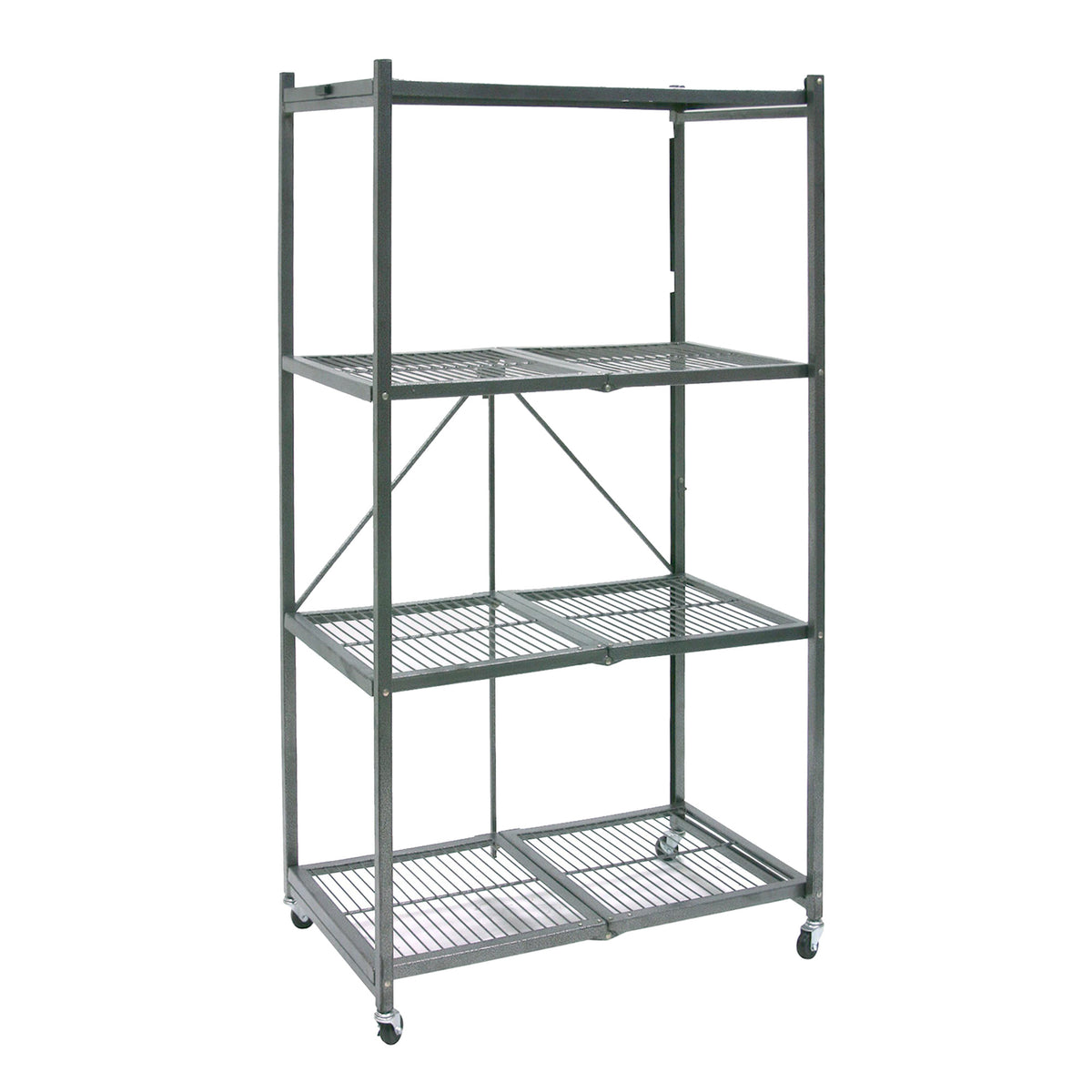 Origami Wheeled Folding Steel Wire Shelving, Pewter (21" x 36" x 60") (Damaged) - VMInnovations