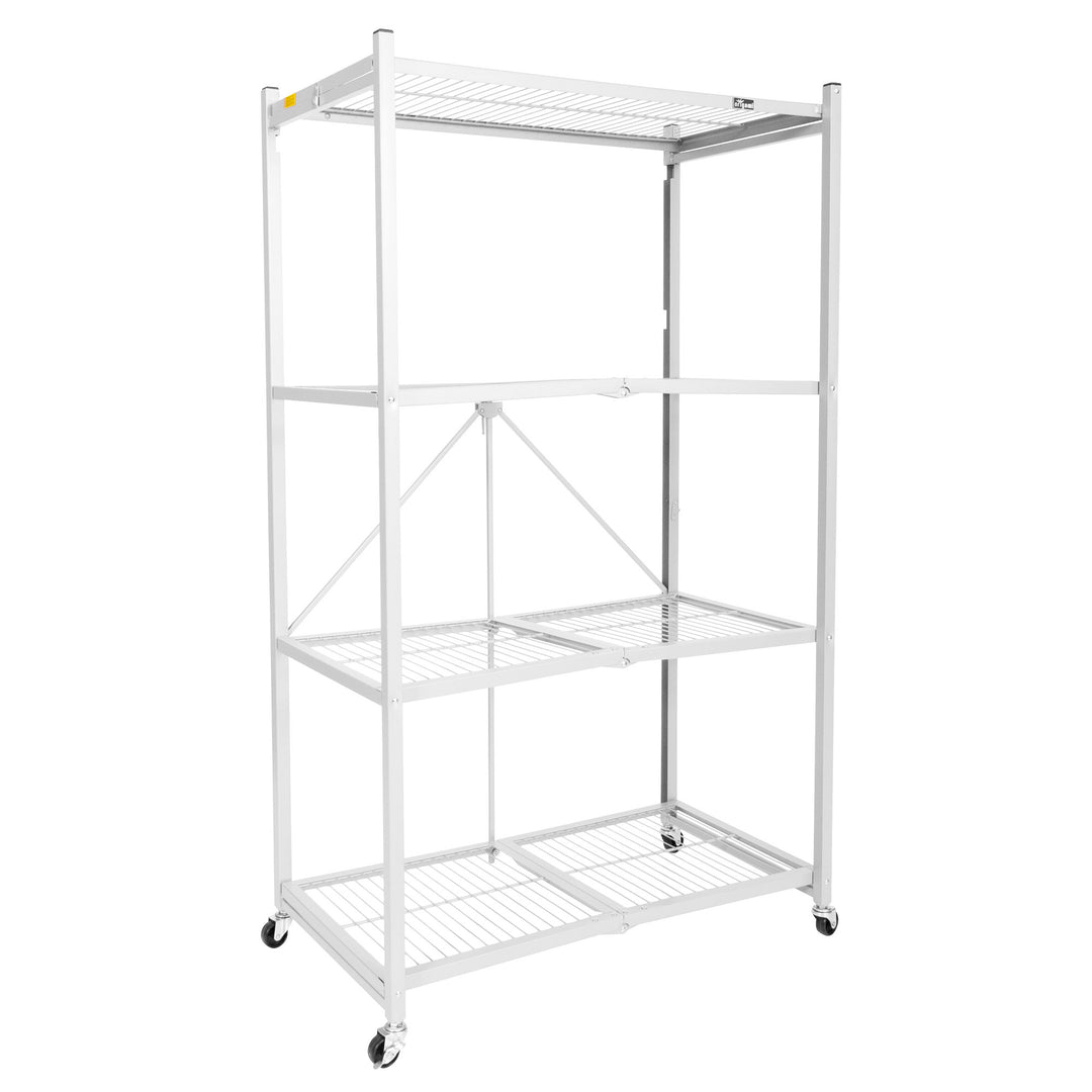 Origami 4 Tier Heavy Duty Folding Storage Rack w/ Wheels, White (Open Box) - VMInnovations