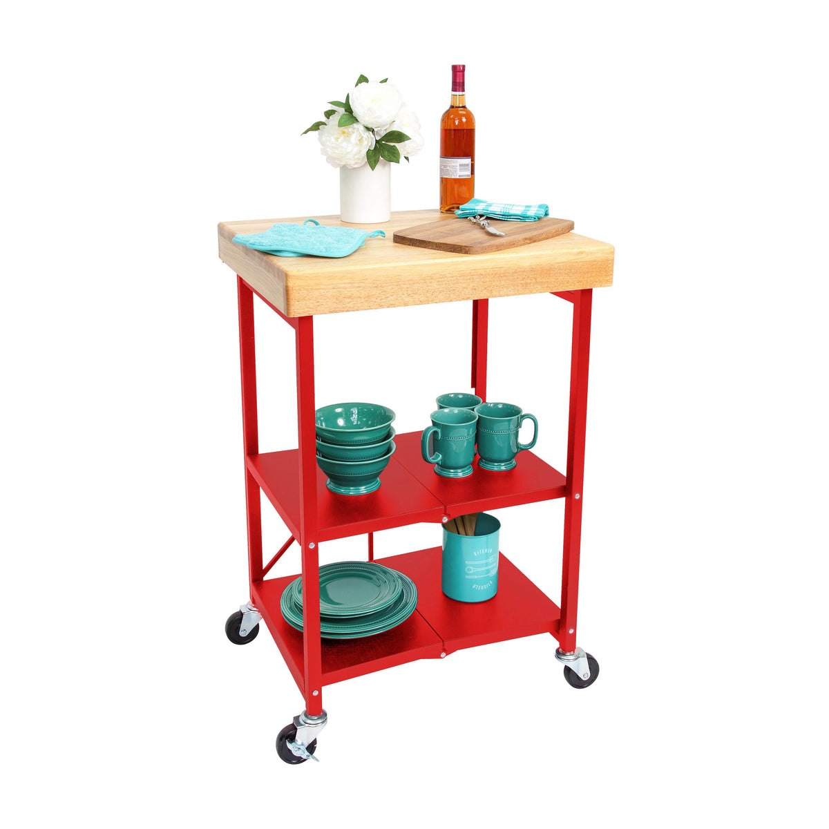Origami Group RBT06 Caster Locking Wheels 3 Shelf Kitchen Island Cart Trolley