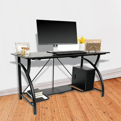 Origami Folding Wooden Office Computer Furniture Table Desk, Black (Open Box)