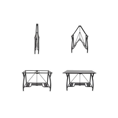 Origami Folding Wooden Office Computer Furniture Table Desk, Black (Open Box) - VMInnovations