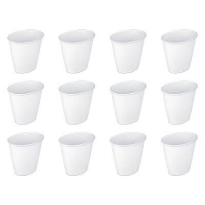 Sterilite Petite 1.5-Gallon Home Oval Vanity Trash Wastebasket, White (12 Pack) - VMInnovations