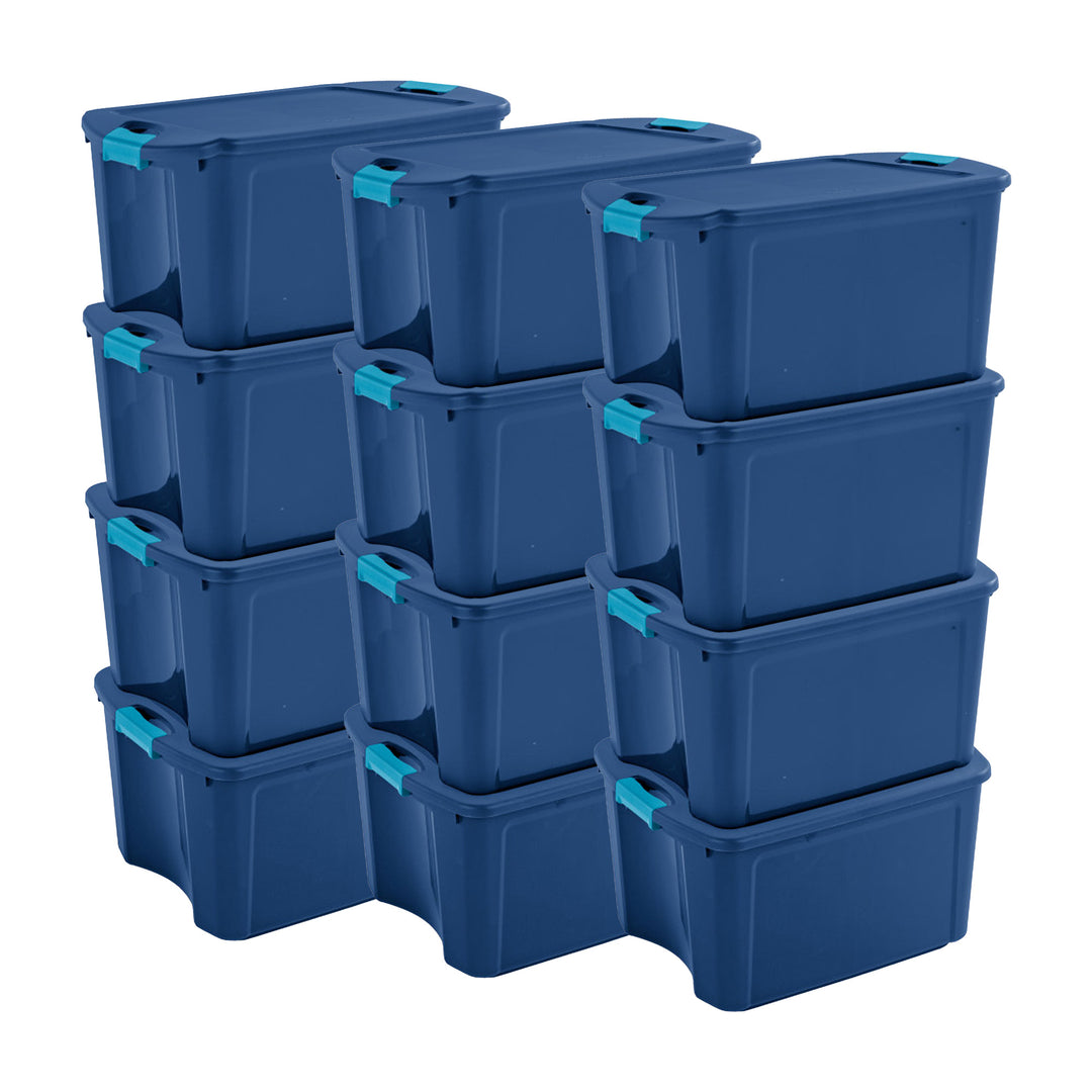 Sterilite 18 Gal Latch and Carry, Stackable Storage Bin w/ Latching Lid, 12 Pack
