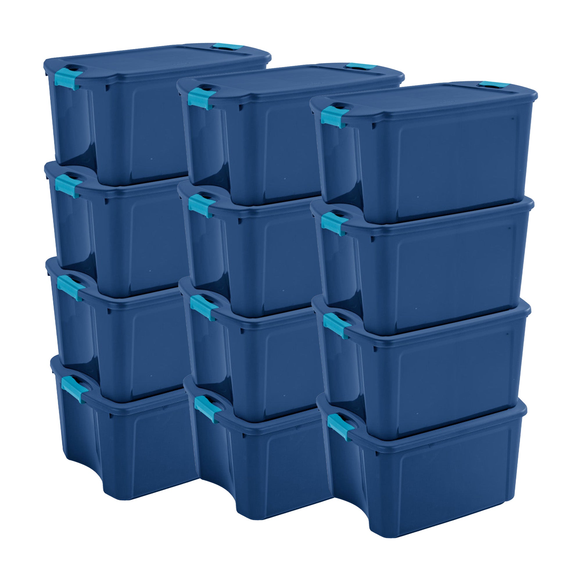 Sterilite 18 Gal Latch and Carry, Stackable Storage Bin w/ Latching Lid, 12 Pack - VMInnovations