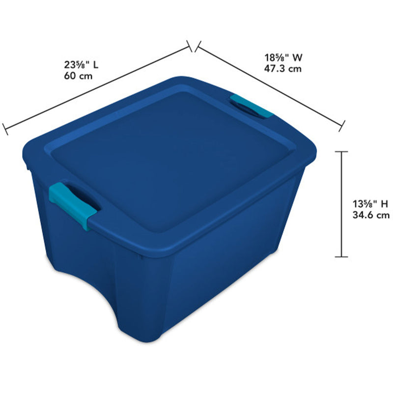 Sterilite 18 Gal Latch and Carry Stackable Storage Bin with Latching Lid, 6 Pack