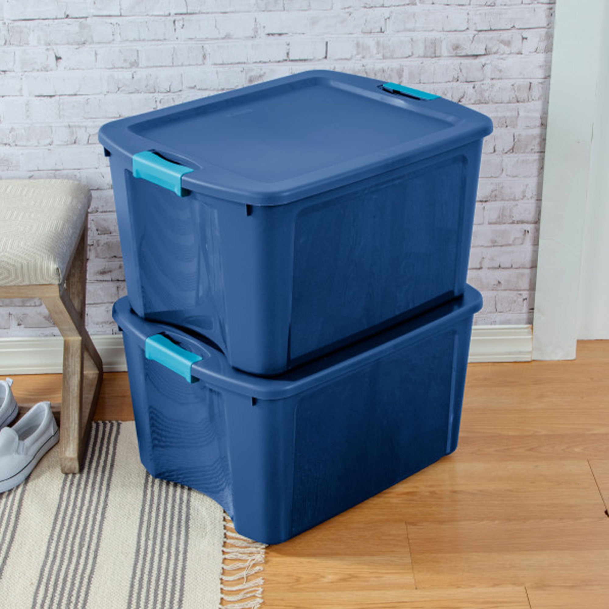 Sterilite 18 Gal Latch and Carry Stackable Storage Bin with Latching Lid, 6 Pack - VMInnovations