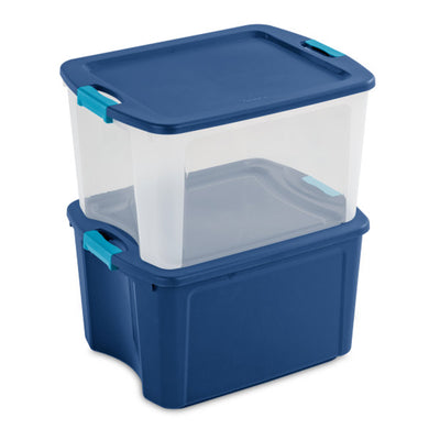 Sterilite 18 Gal Latch and Carry, Stackable Storage Bin w/ Latching Lid, 18 Pack