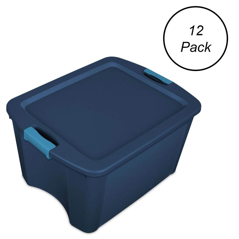 Sterilite 18 Gal Latch and Carry, Stackable Storage Bin w/ Latching Lid, 12 Pack