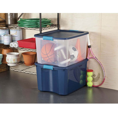 Sterilite 18 Gal Latch and Carry, Stackable Storage Bin w/ Latching Lid, 18 Pack