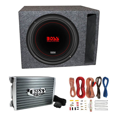 Boss Chaos Exxtreme 10" 1000W 4 Ohm Subwoofer w/ Vented Box, Amplifier & Wiring