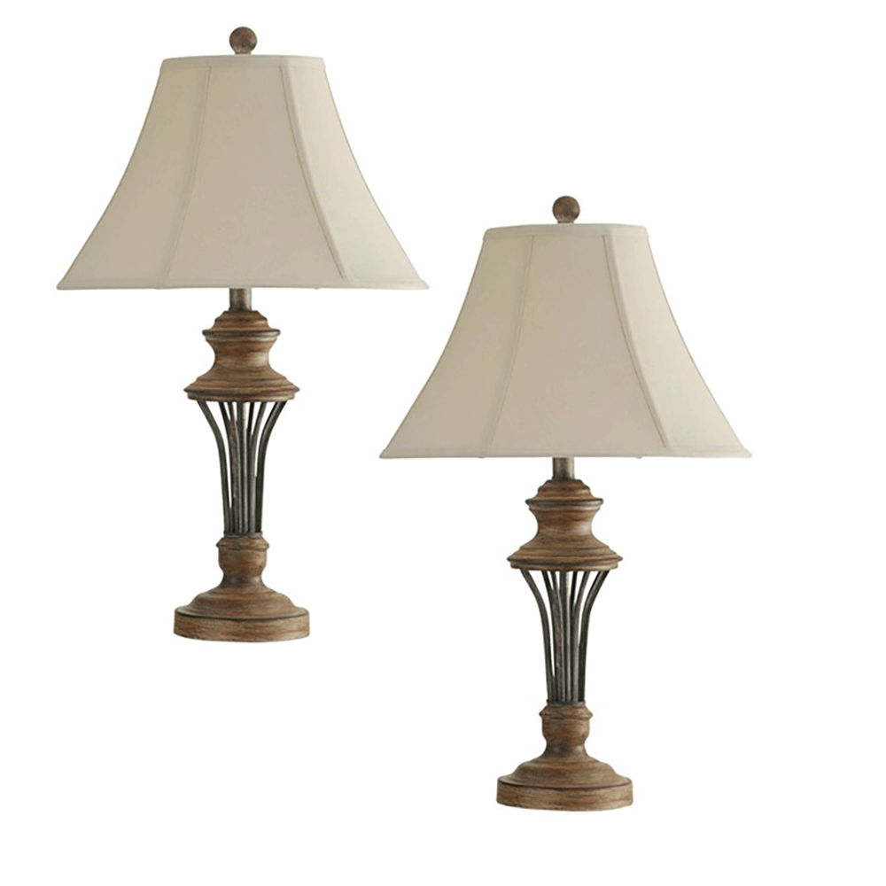 Abode 84 3 Piece Brown Rustic Moraga Floor Light and Table Lamp Set (Open Box)