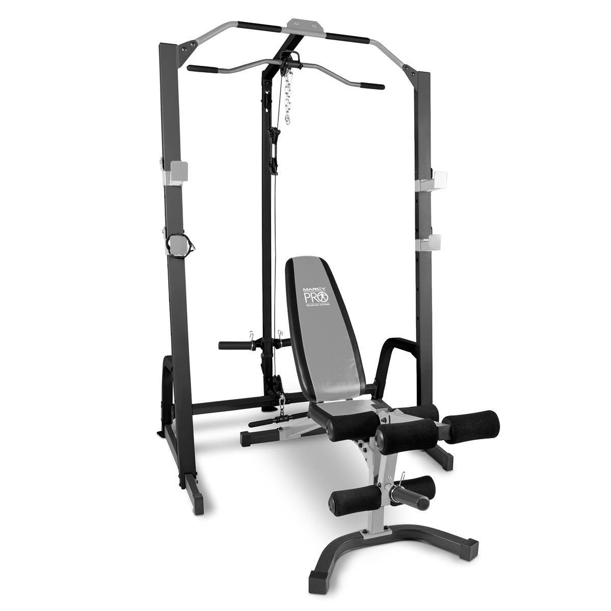 Marcy Home Gym Fitness Deluxe Cage System with Bench and 160 lb. Weight Set